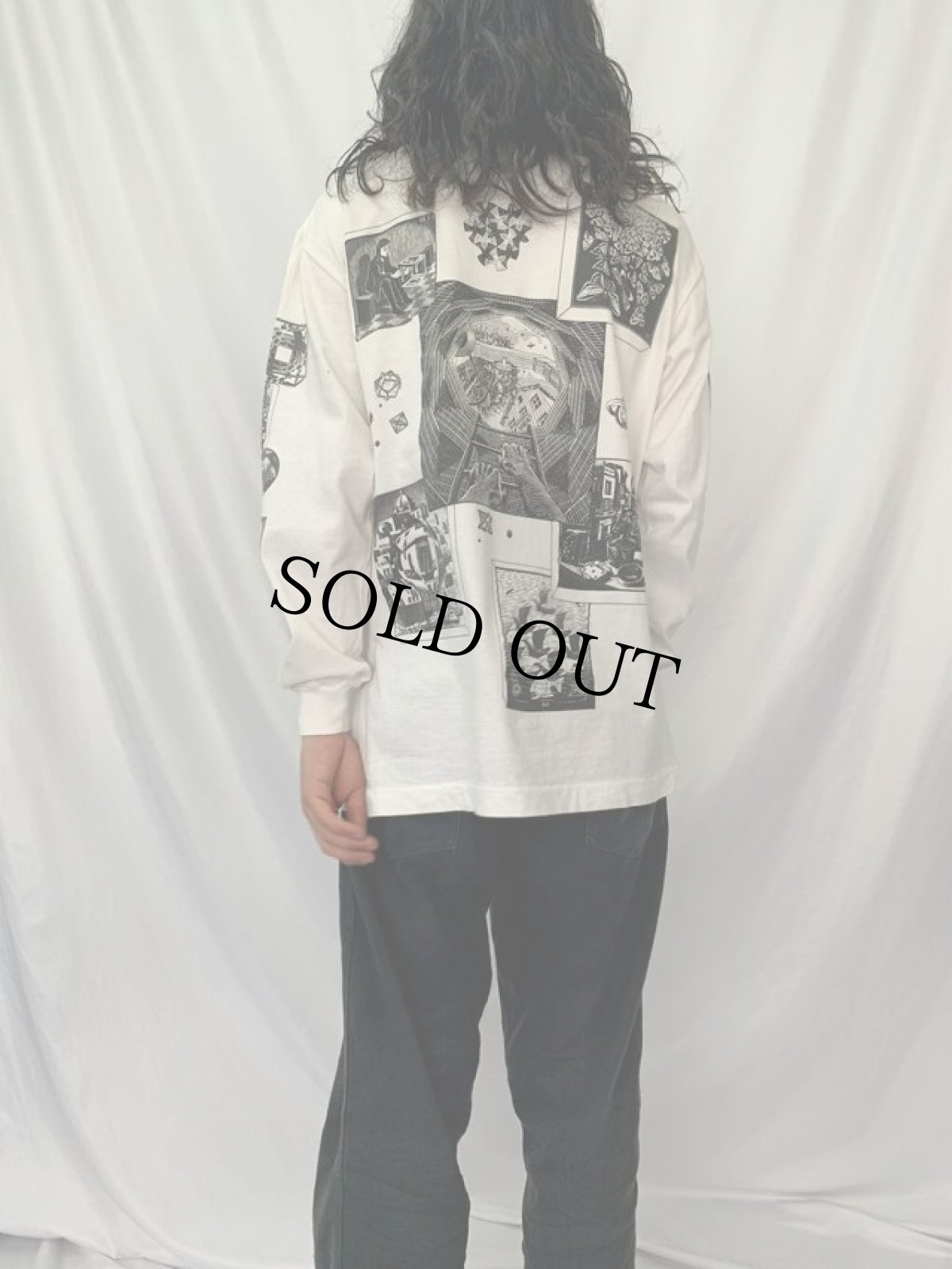 画像4: 90's M.C. Escher USA製 騙し絵アート マルチプリントロンT L (4)