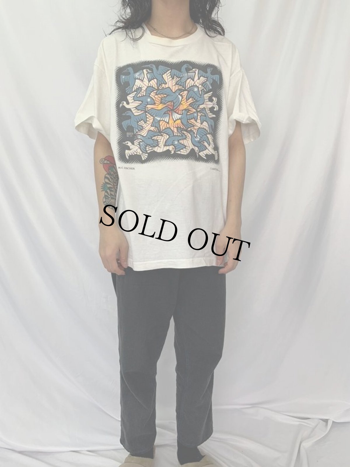 画像3: 90's M.C. Escher USA製 騙し絵アートTシャツ XL (3)