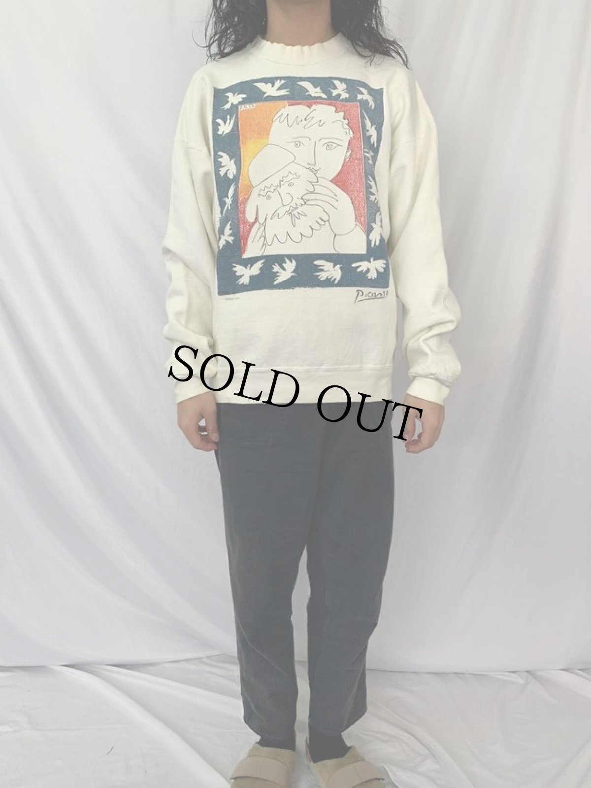 画像3: 90's Picasso USA製 "THE NEW YEAR" アートプリントスウェット XL (3)