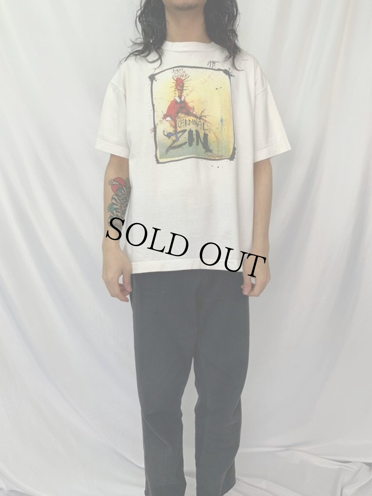 画像3: 90's Ralph Steadman "Cardinal Zin" アートプリントTシャツ L (3)