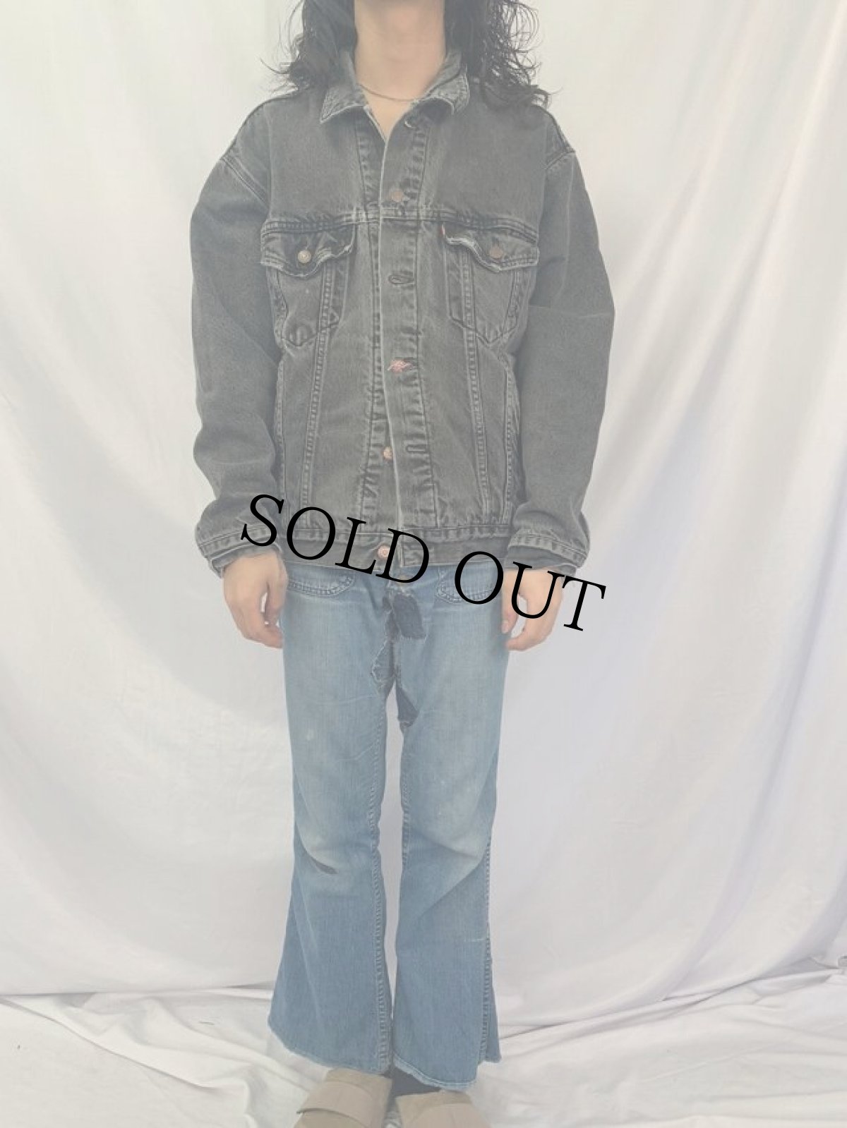 画像2: 90's Levi's 70427 USA製 ネルライナー ブラックデニムジャケット (2)