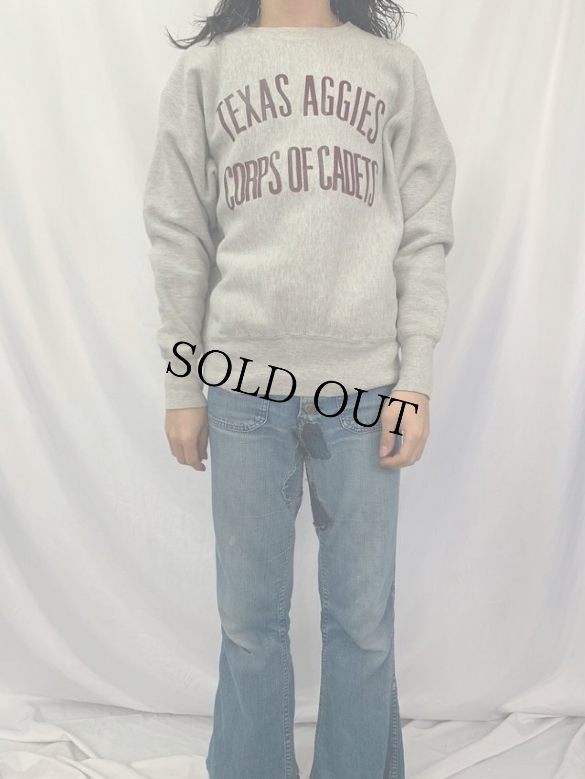 画像3: 70's Champion 赤単色タグ REVERSE WEAVE USA製 "TEXAS AGGIES CORPS OF CADETS" プリントスウェット L (3)