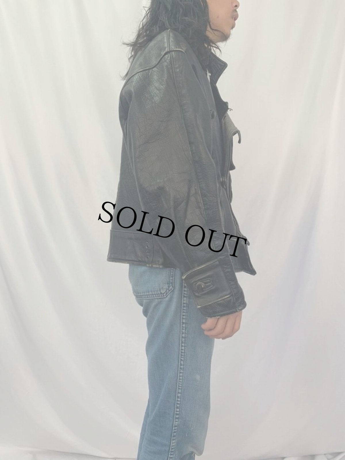 画像3: 40〜50's スウェーデン軍 レザーモーターサイクルジャケット (3)