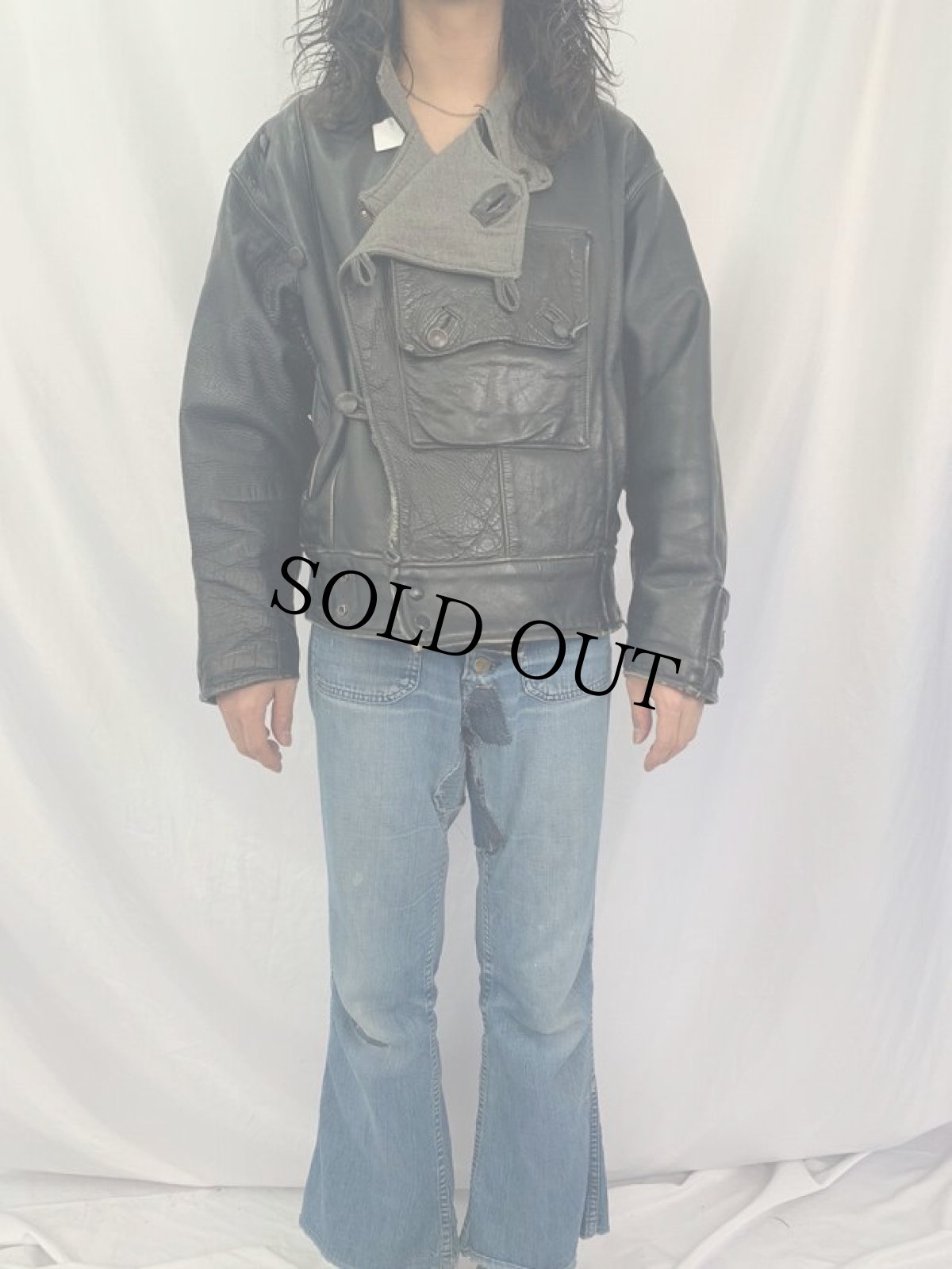 画像2: 40〜50's スウェーデン軍 レザーモーターサイクルジャケット (2)