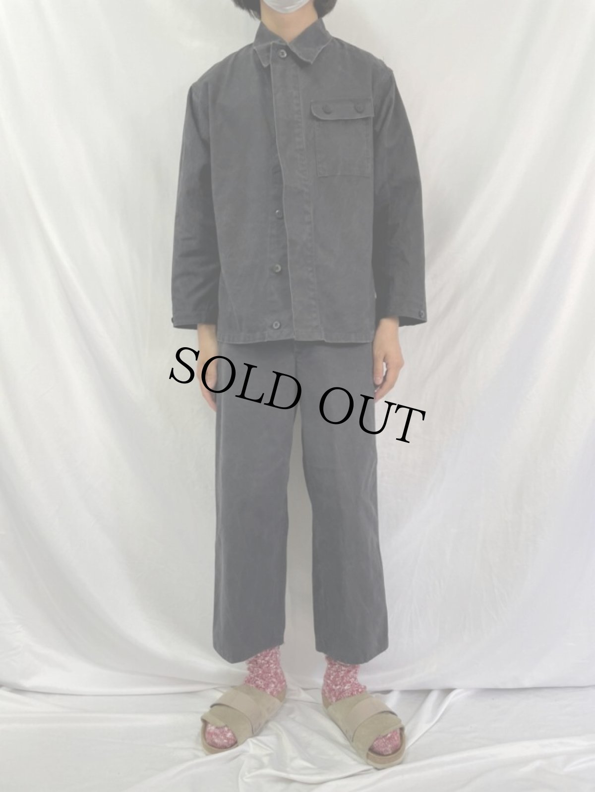 画像2: 〜80's 東ドイツ軍 コットンワークジャケット/パンツ SETUP SIZE48 (2)