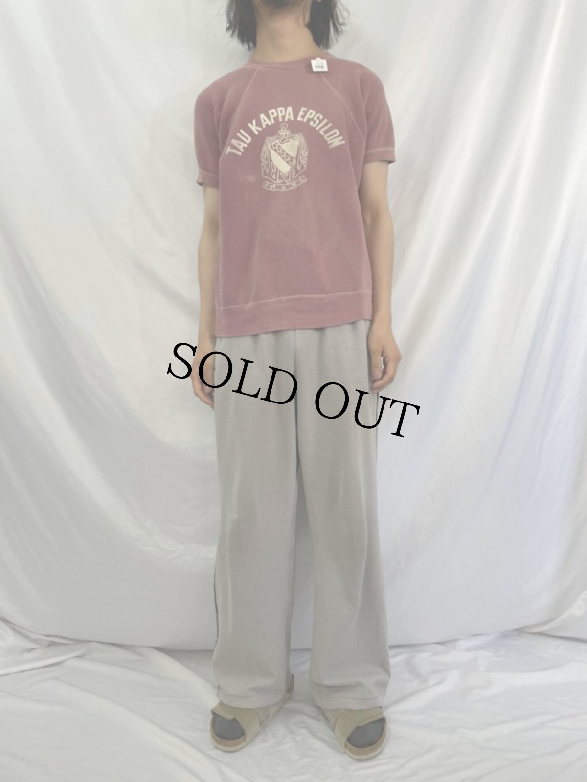 画像2: 60's "TAU KAPPA EPSILON" フロッキープリント ラグラン半袖スウェット (2)