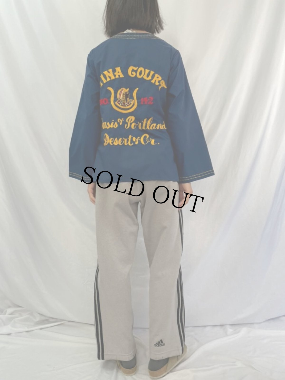 画像4: 70's "MINA COURT" チェーン刺繍 ジップシャツ (4)