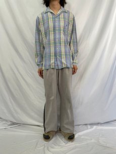 画像3: 90's〜 POLO Ralph Lauren "CALDWELL" インディアンマドラス チェック柄 オープンカラーシャツ M (3)