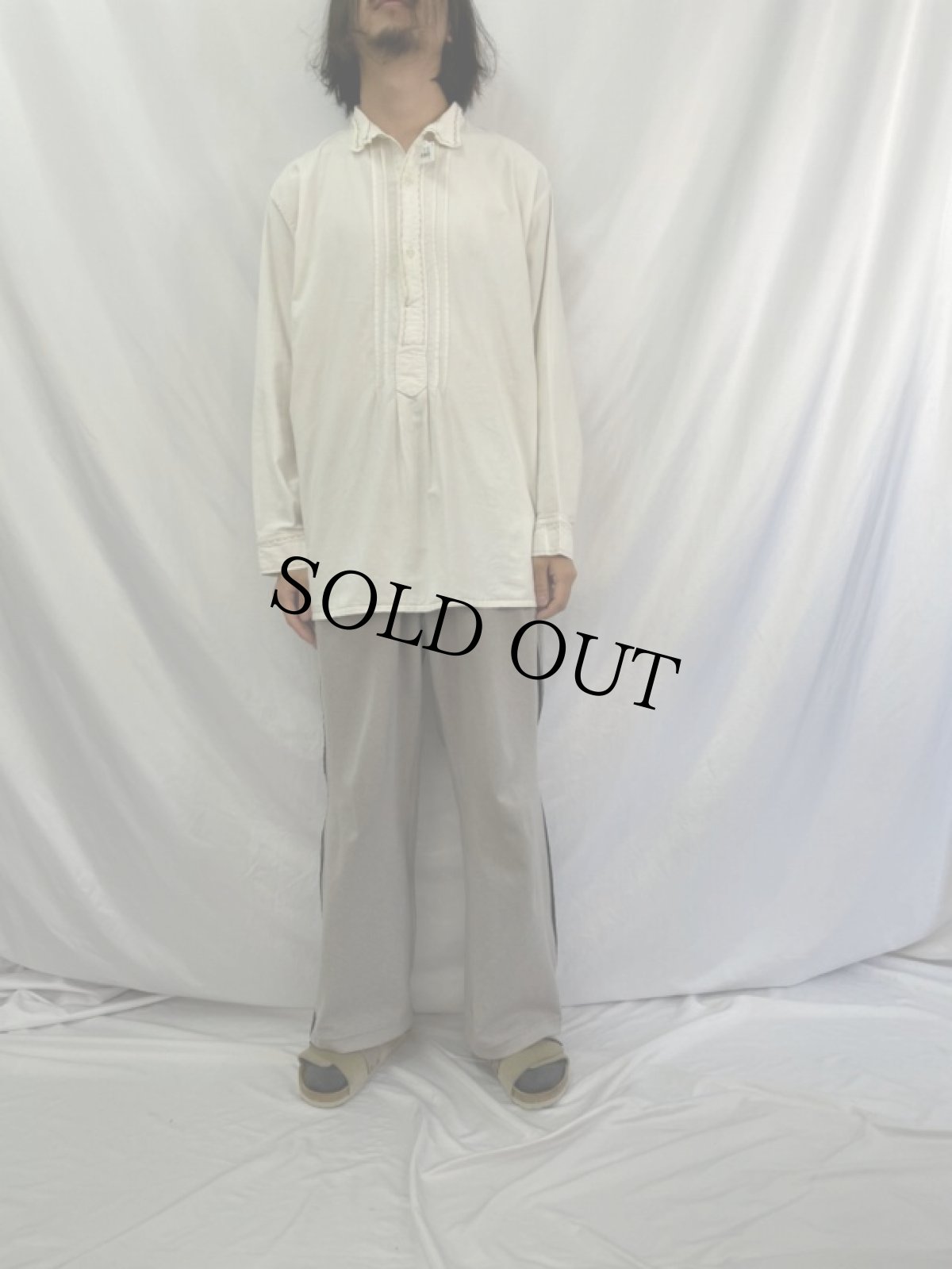 画像2: 60〜70's EURO 刺繍デザイン グランパシャツ (2)