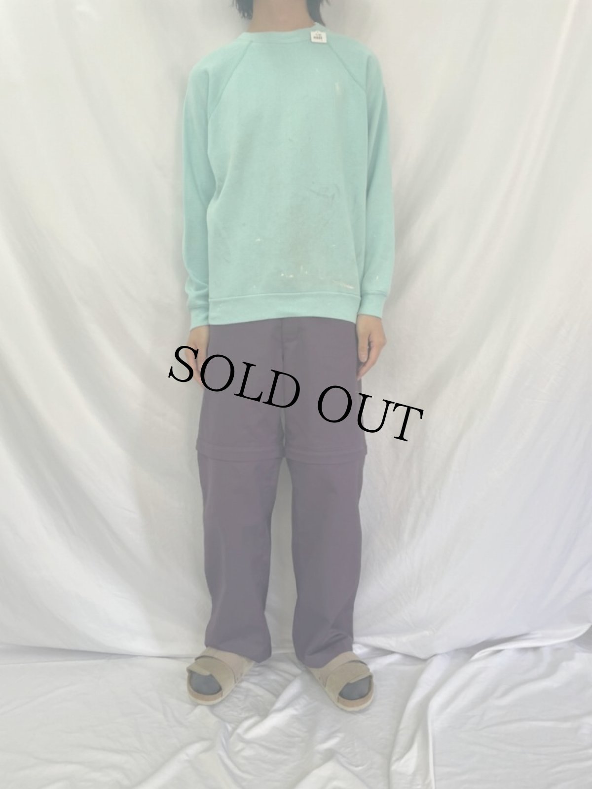 画像2: 70's USA製 ラグランスウェット 無地 XL (2)