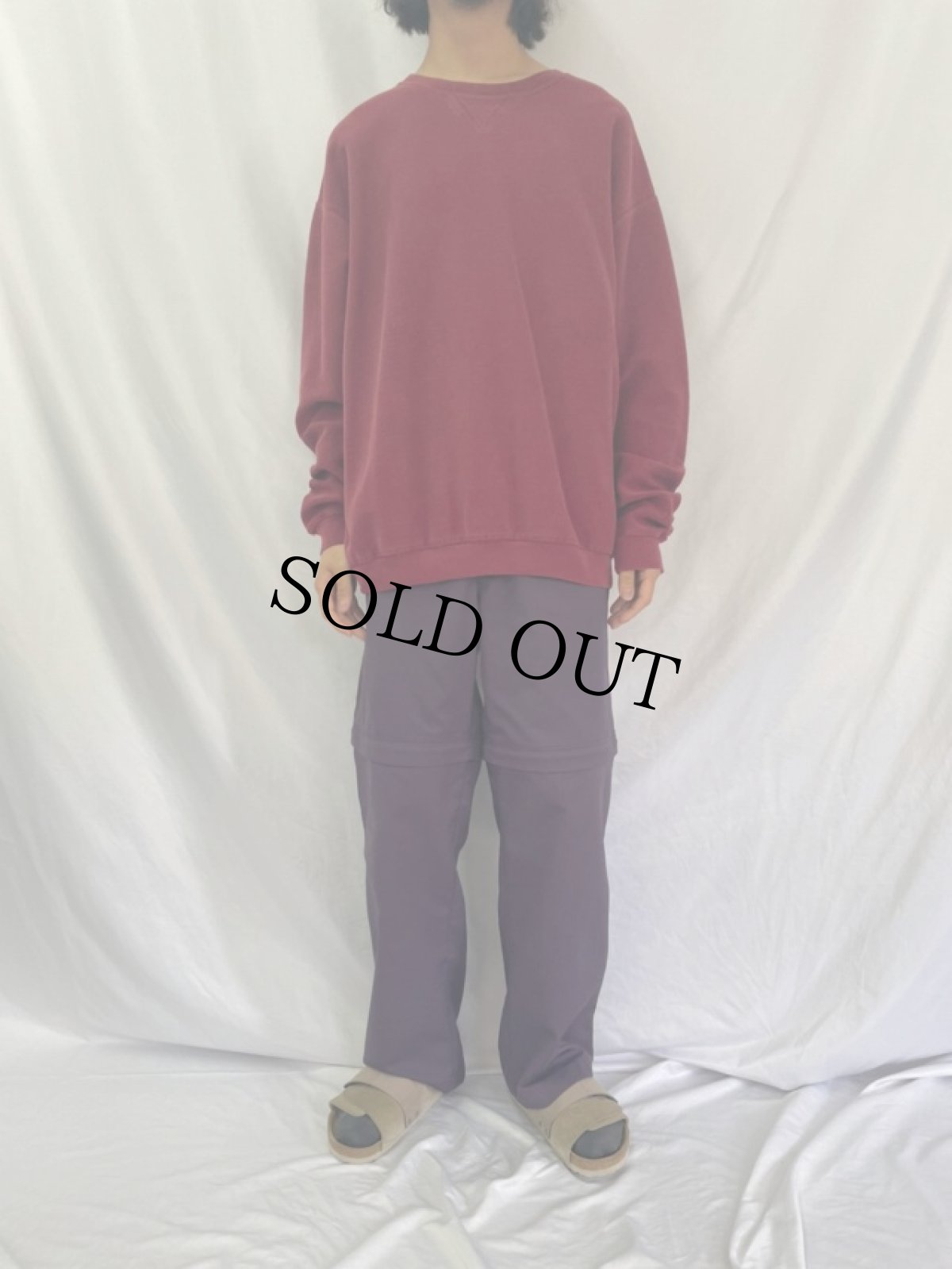 画像2: 90's LANDS'END USA製 前V パイルスウェットXL (2)