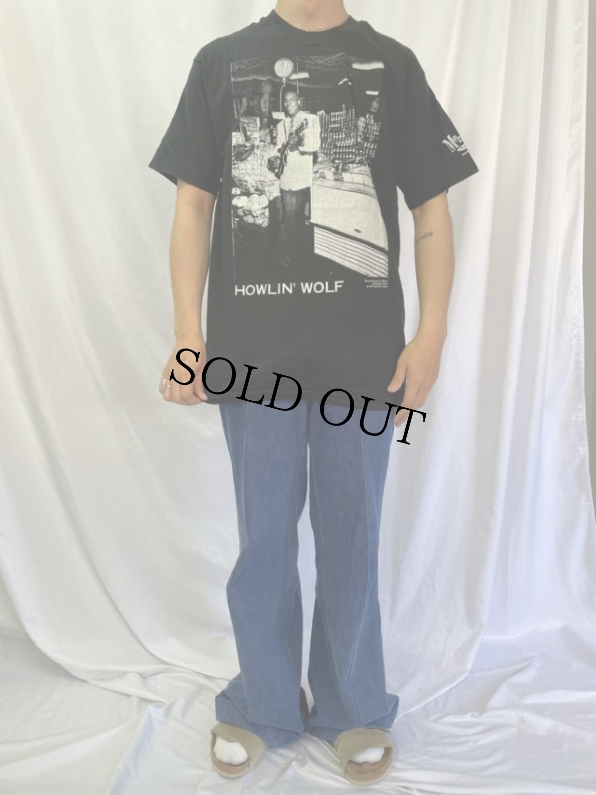 画像2: 90's HOWLIN' WOLF USA製 ブルースシンガー プリントTシャツ L (2)