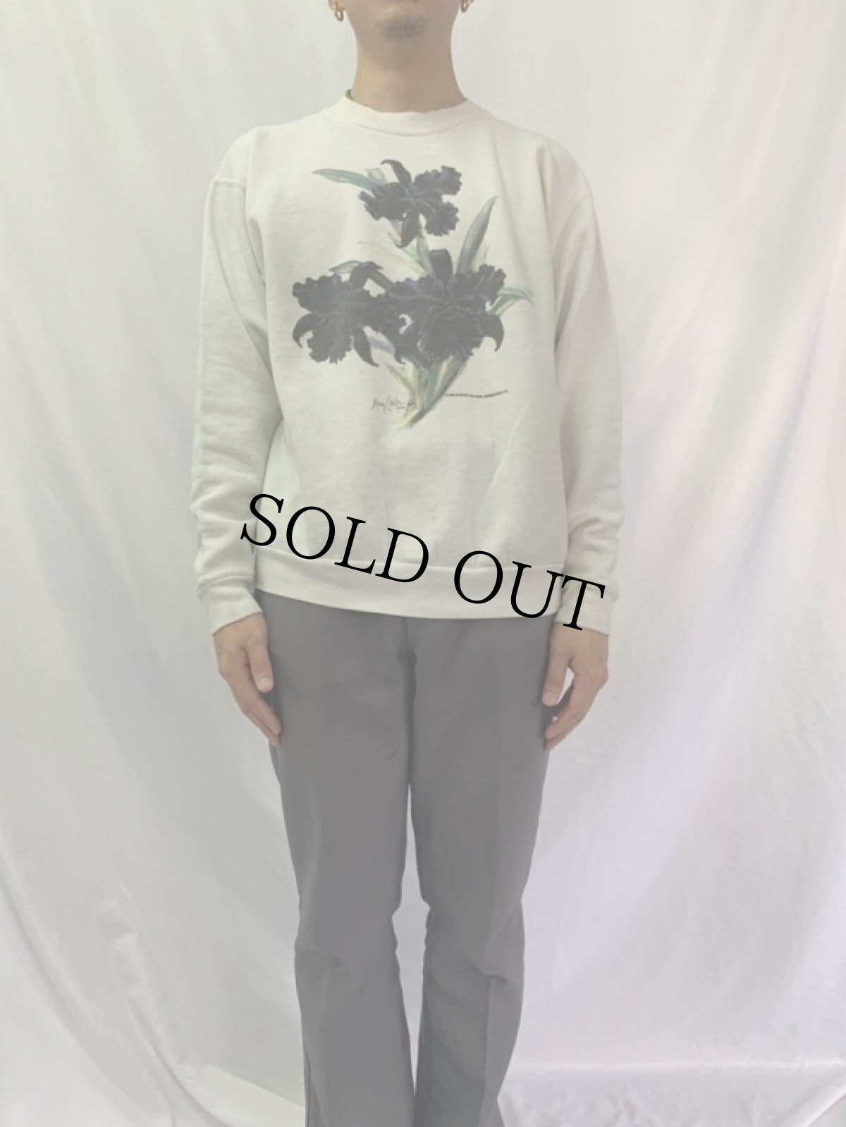 画像2: 90's Mary Carole USA製 サイン入り フラワーアートプリントスウェット XL (2)