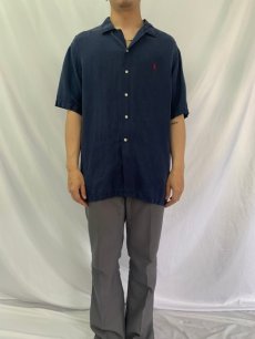 画像2: POLO Ralph Lauren リネン×シルク オープンカラーシャツ XL (2)
