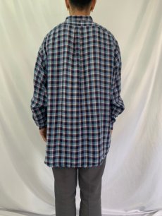 画像4: 90's Ralph Lauren "BIG SHIRT" チェック柄 リネンボタンダウンシャツ L (4)