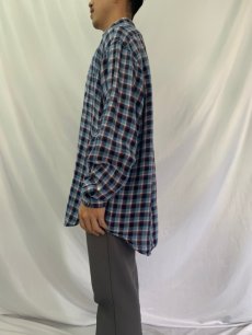 画像3: 90's Ralph Lauren "BIG SHIRT" チェック柄 リネンボタンダウンシャツ L (3)