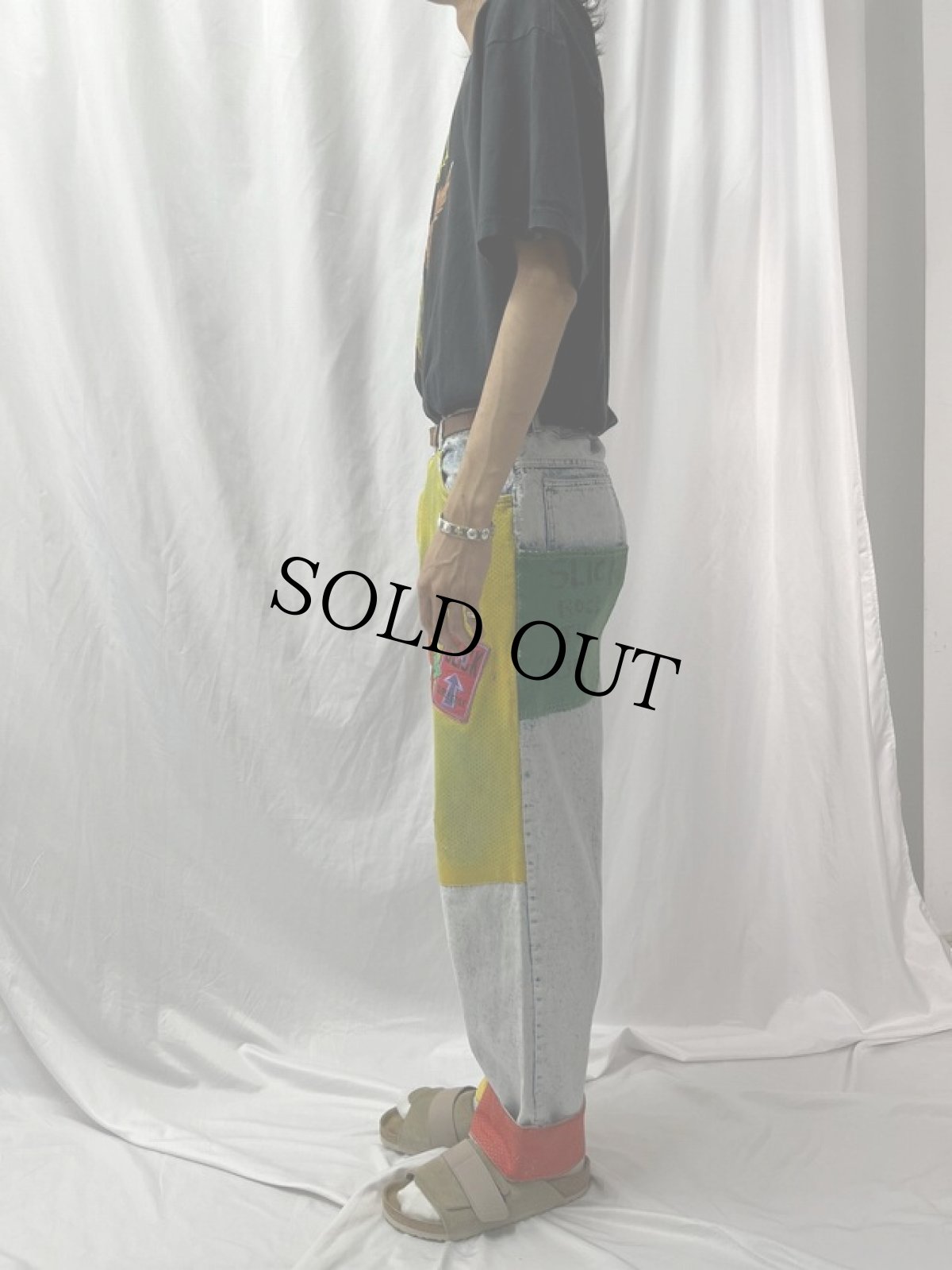 画像3: メッシュ切り替え デニムパンツ W34 (3)