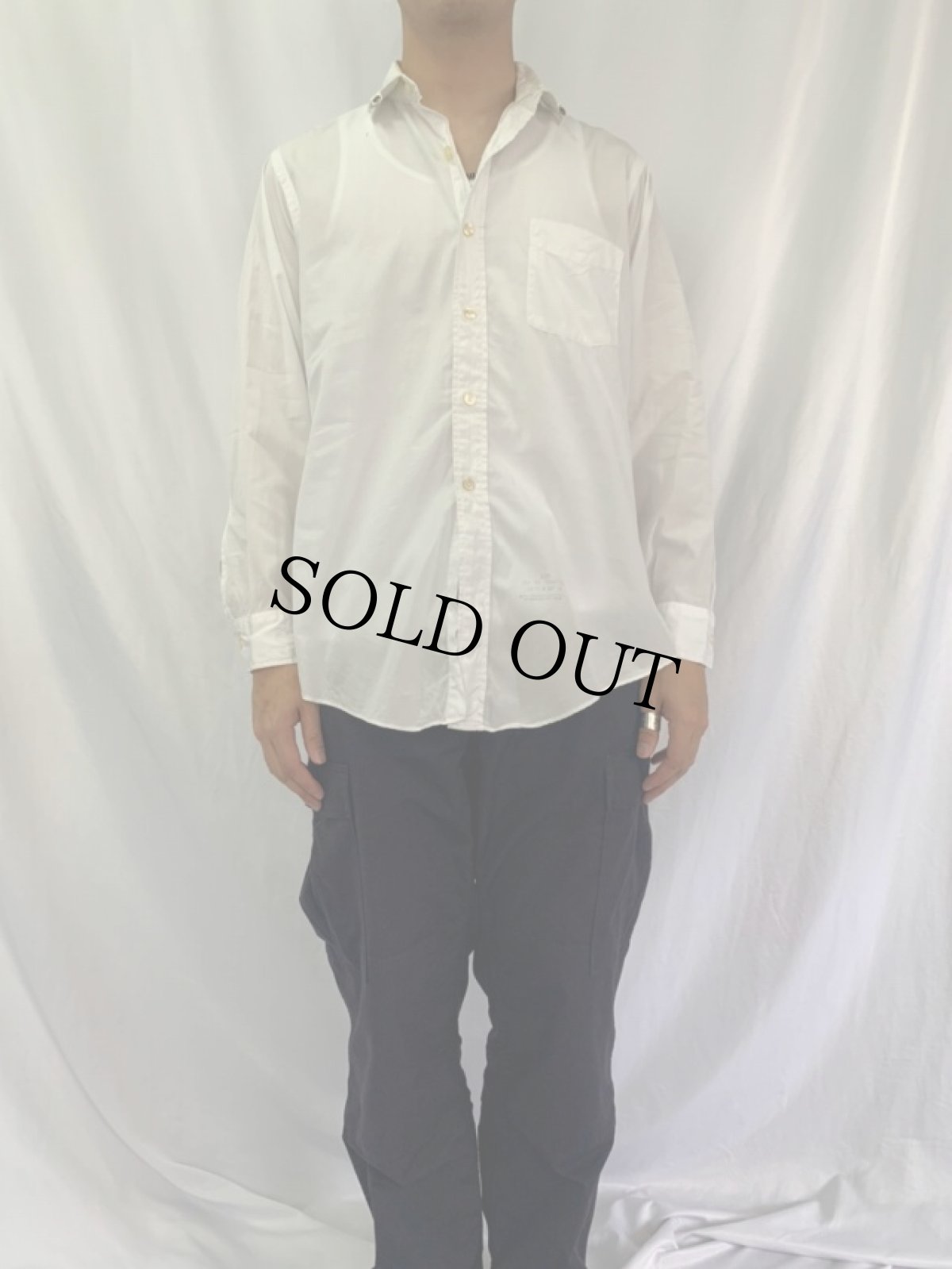 画像2: 60's SEARS マチ付き コットンブロード タブカラードレスシャツ (2)