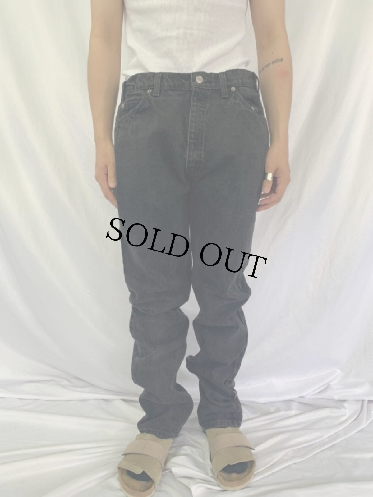 画像2: 90's Levi's 505 USA製 サルファブラックデニムパンツ W35 (2)