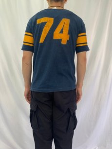 画像4: 70's Champion USA製 バータグ "BALL STATE74" フロッキープリントTシャツ LARGE (4)