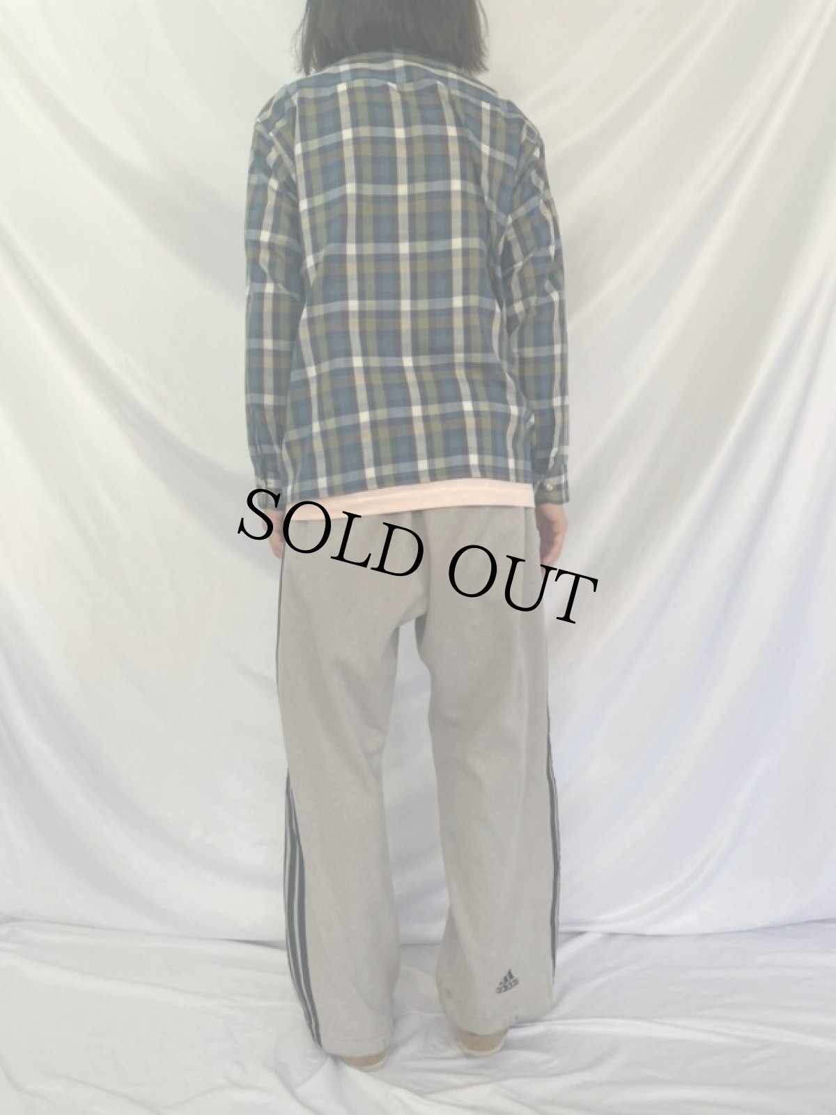 画像4: 60's Pennleigh チェック柄 ポリエステル×コットン オープンカラーシャツ L (4)