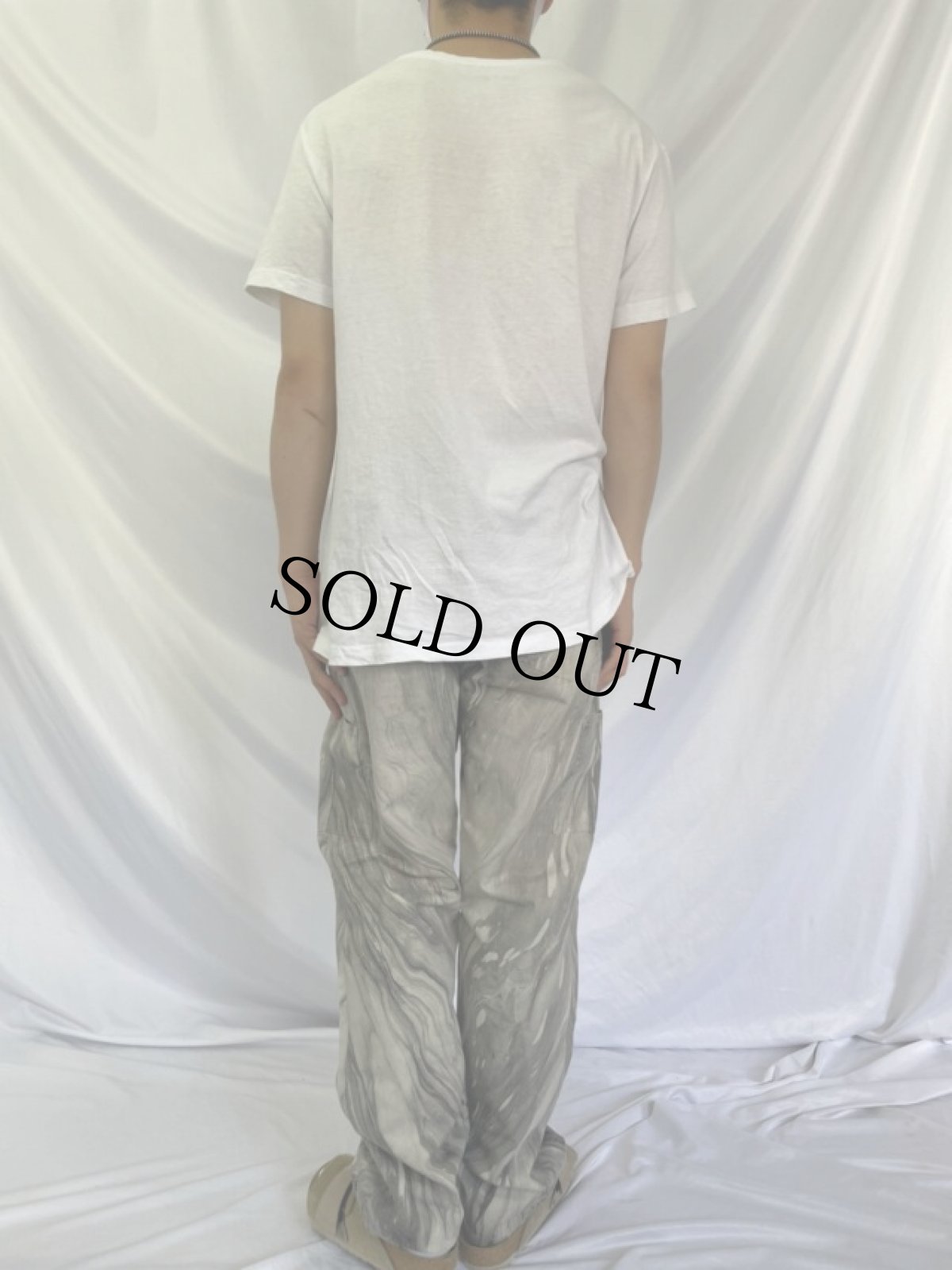 画像4: 80's マーブル染め ダブルニー コットンペインターパンツ W34 (4)