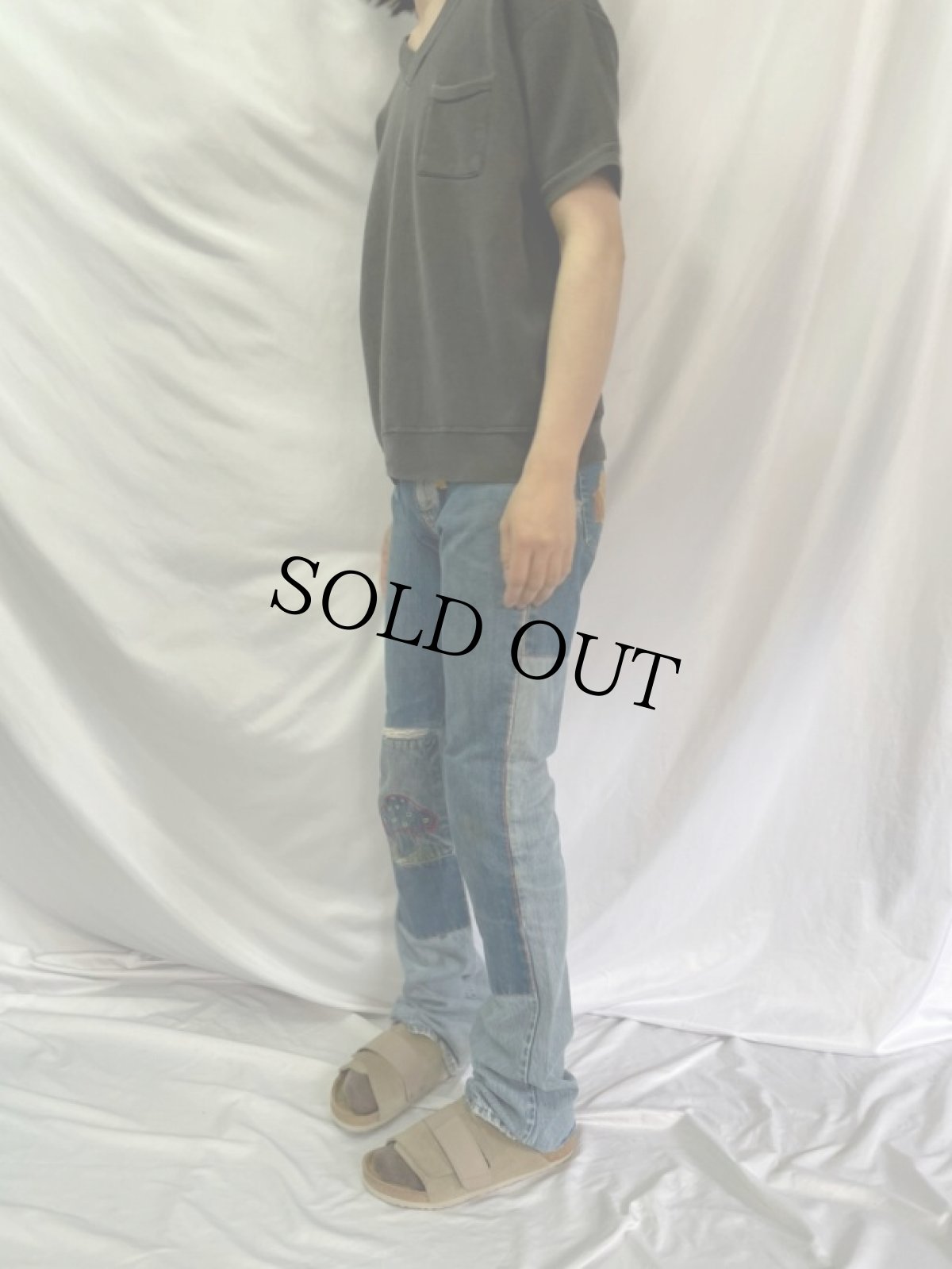 画像3: 60〜70's SPORTSWEAR Vネック  半袖スウェット L (3)