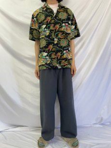 画像2: HAWAII製 オールオーバーパターン コットンアロハシャツ M (2)