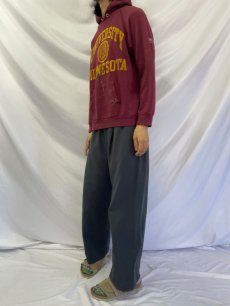 画像3: 80's Champion USA製 トリコタグ "UNIVERSITY MINNESOTA" フロッキープリントラグランスウェットフーディー L (3)