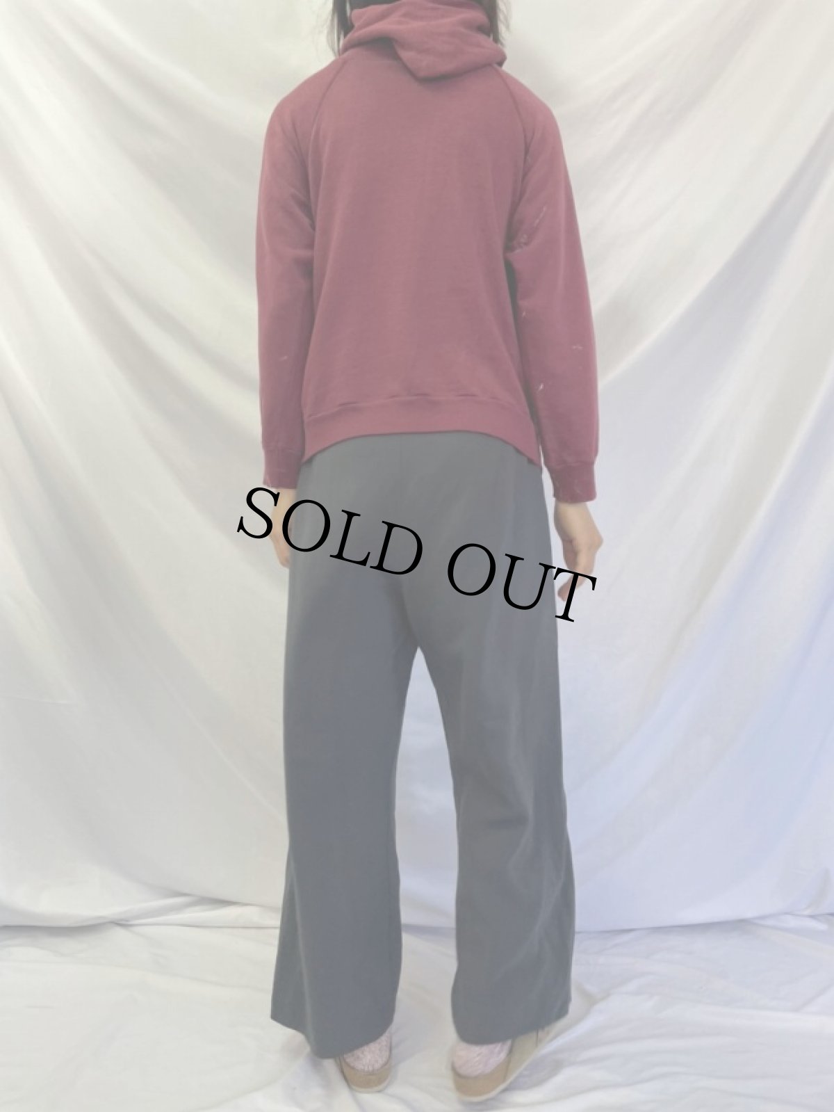 画像4: 80's Champion USA製 トリコタグ "UNIVERSITY MINNESOTA" フロッキープリントラグランスウェットフーディー L (4)