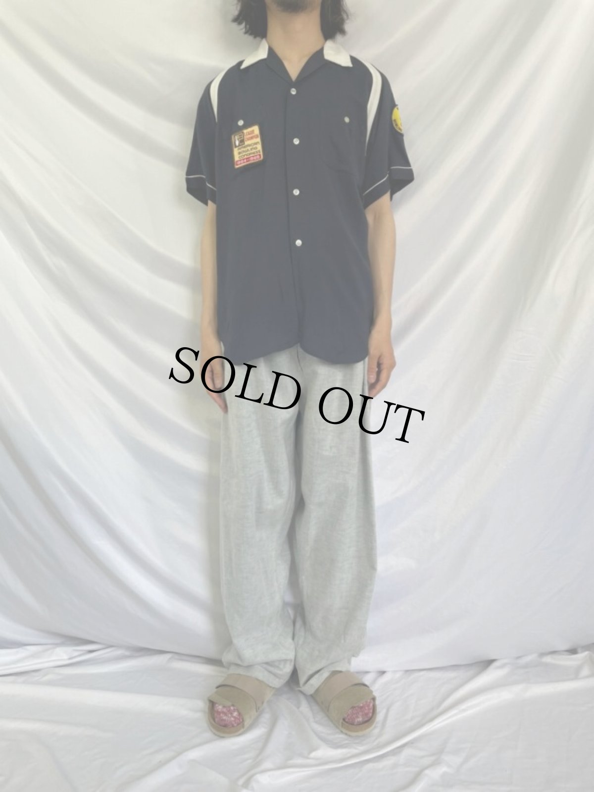 画像2: 60's Swing Star チェーン刺繍 ボーリングシャツ NAVY M (2)