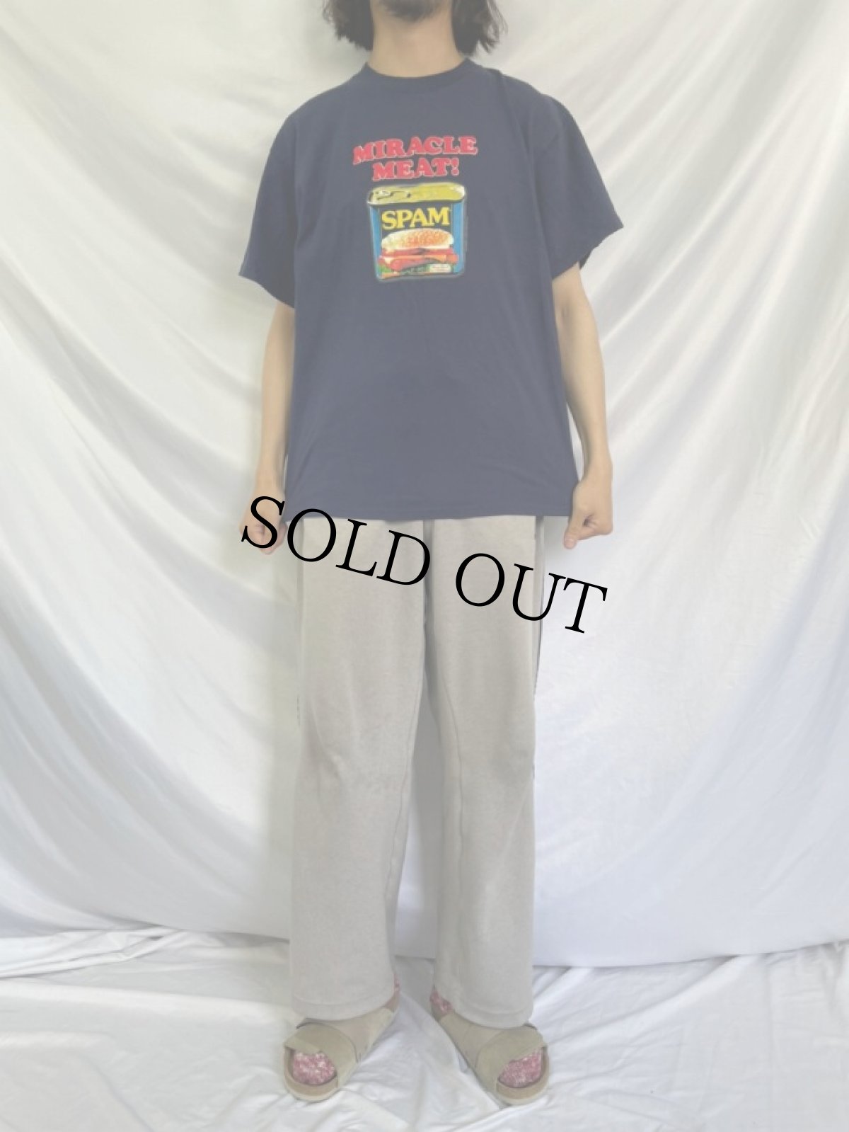 画像2: 2000's SPAM 発泡プリントTシャツ L (2)