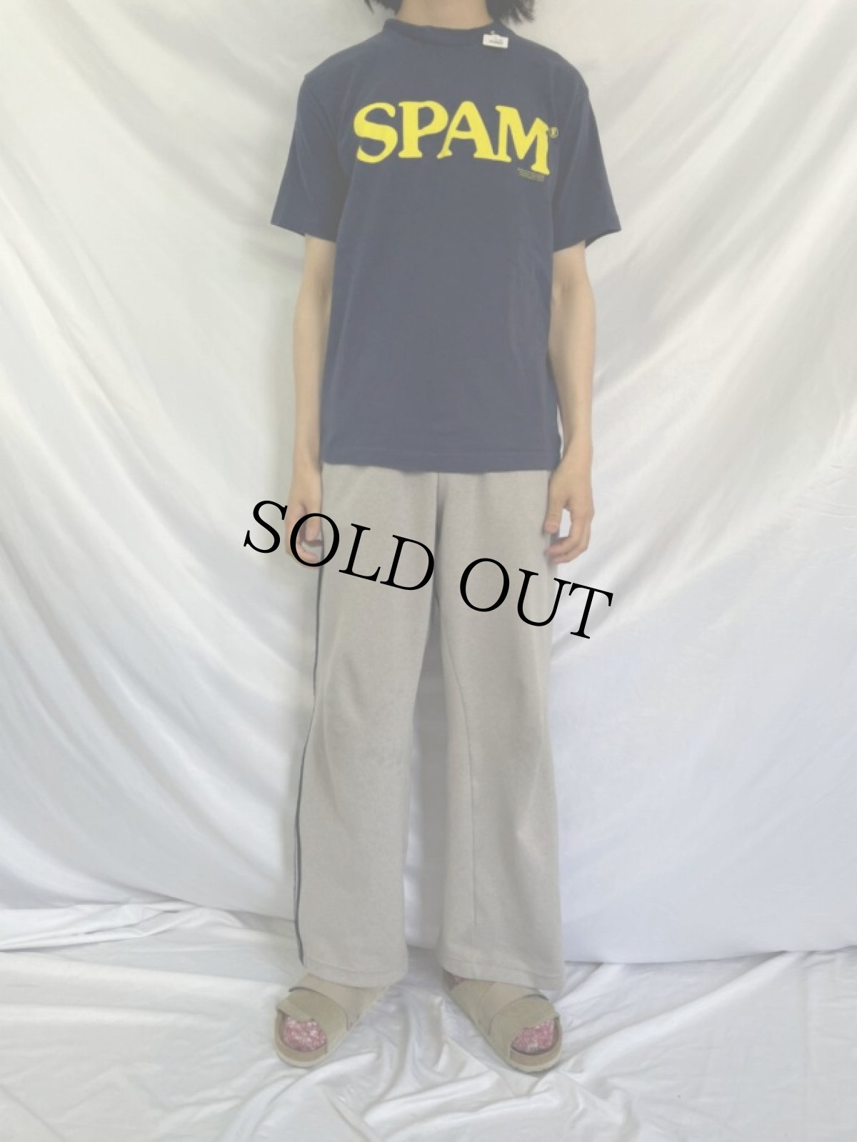 画像2: 90's SPAM USA製 プリントTシャツ NAVY M (2)