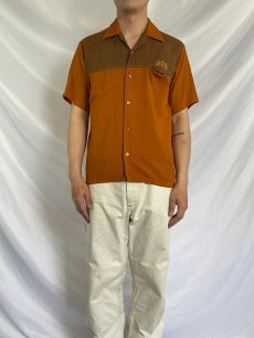 画像2: 70's〜 Da Vinci 刺繍入り レーヨンオープンカラーシャツ M (2)