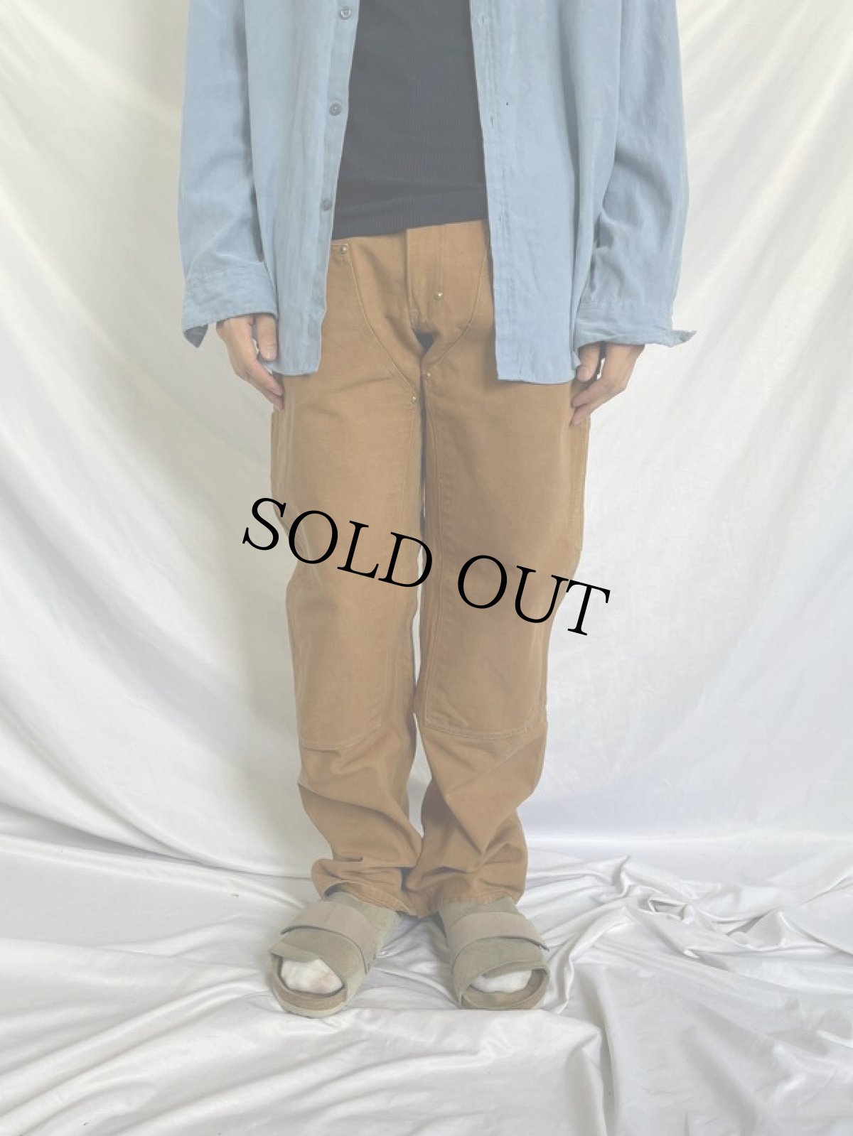 画像2: 70's Carhartt プリントタグ USA製 ダブルニー ダックペインターパンツ W32 (2)