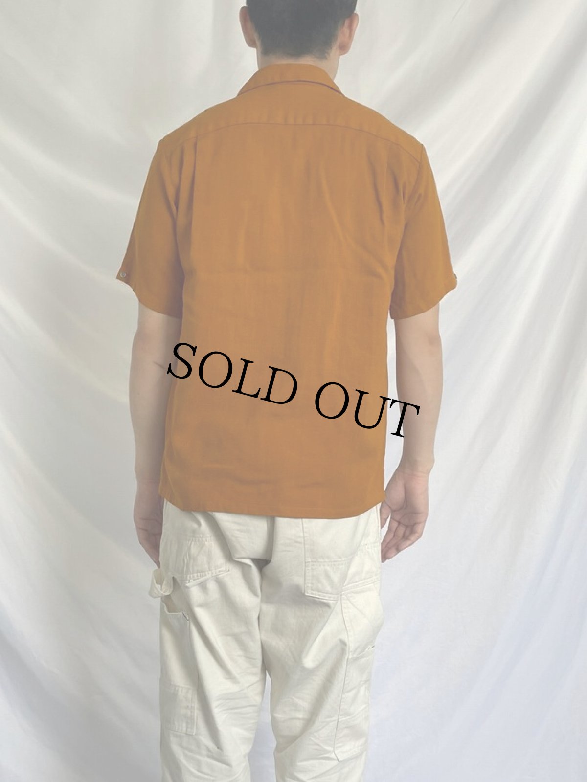 画像4: 70's〜 Da Vinci 刺繍入り レーヨンオープンカラーシャツ M (4)