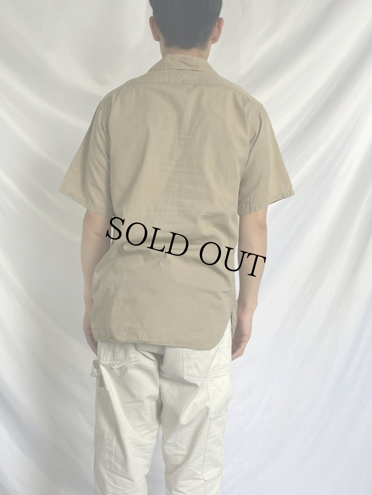 画像4: 60's CREIGHTON USA製 マチ付き コットンオープンカラーシャツ M (4)