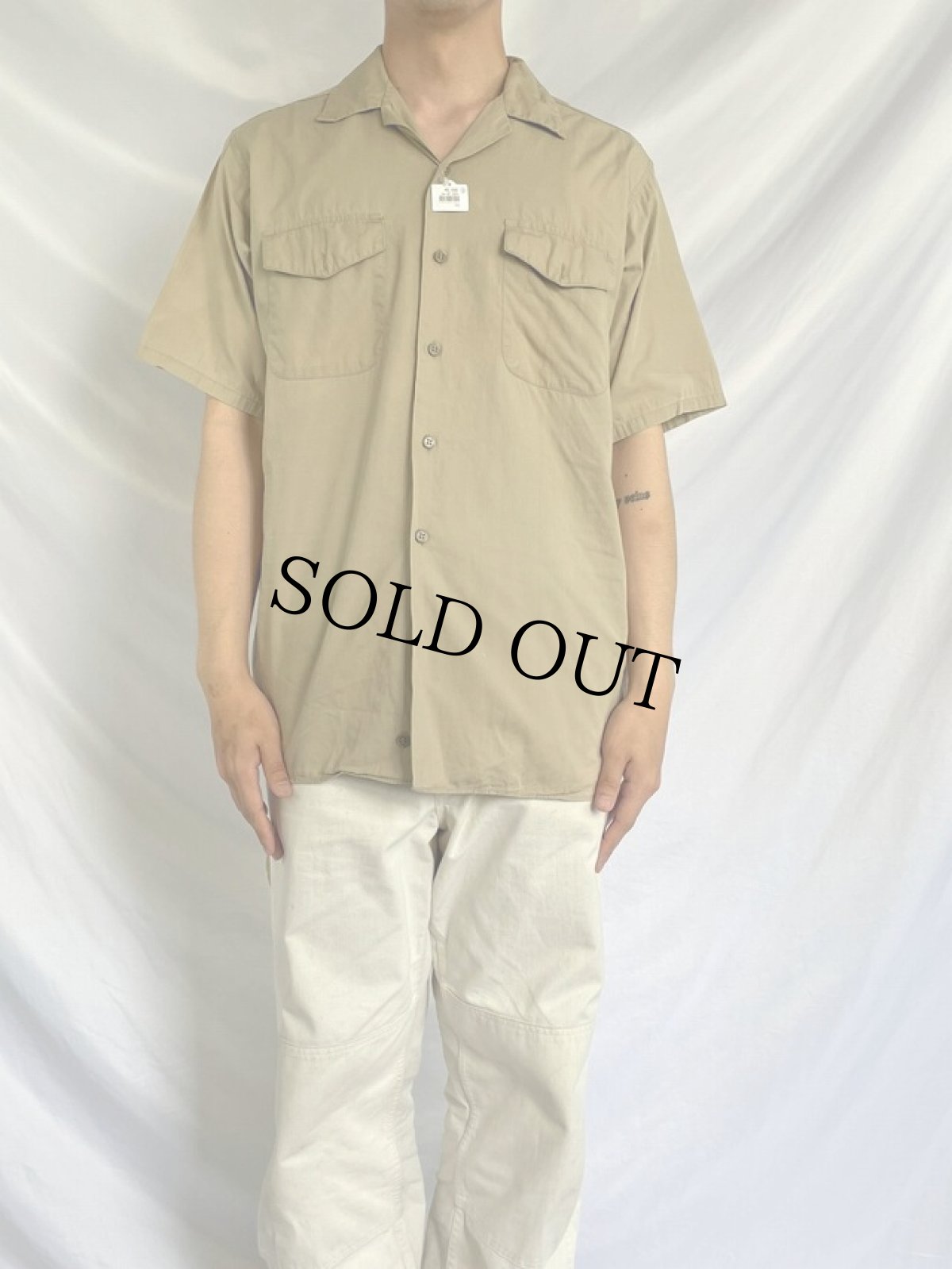 画像2: 60's CREIGHTON USA製 マチ付き コットンオープンカラーシャツ M (2)