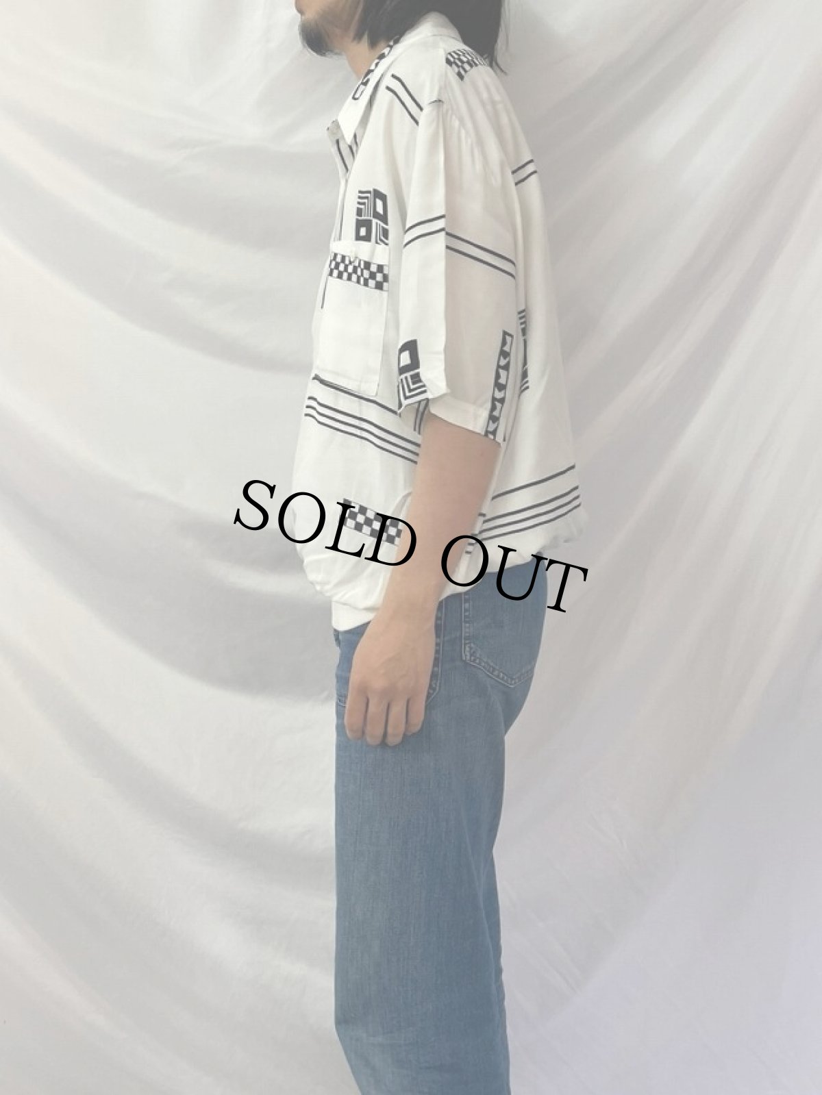 画像3: 80's Alan Stuart 総柄 レーヨンポロシャツ XL (3)