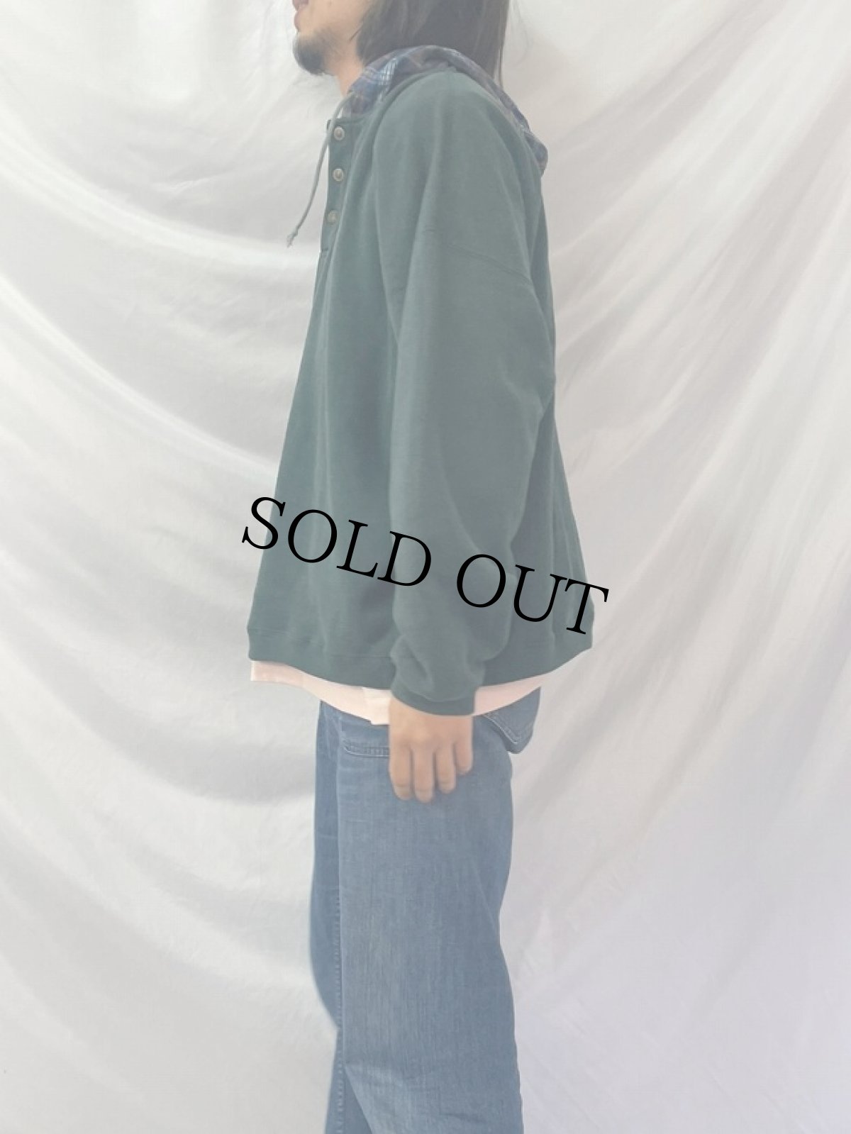 画像3: 90's〜 NO FEAR ロゴ刺繍 スウェットフーディー L (3)