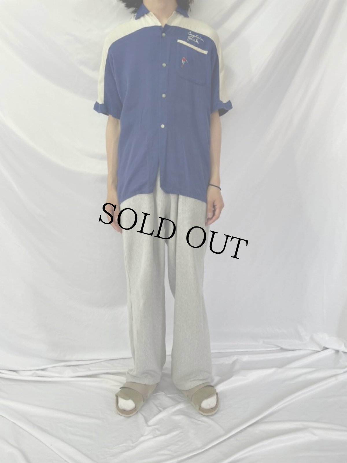 画像2: 60's Crown Prince チェーン刺繍 ボーリングシャツ M (2)