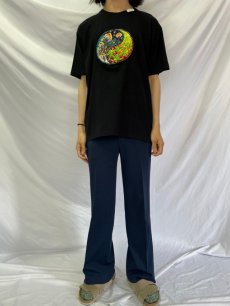 画像2: 【SALE】ガンジャ×マジックマッシュルーム 陰陽デザイン 刺繍Tシャツ BLACK 2XL (2)