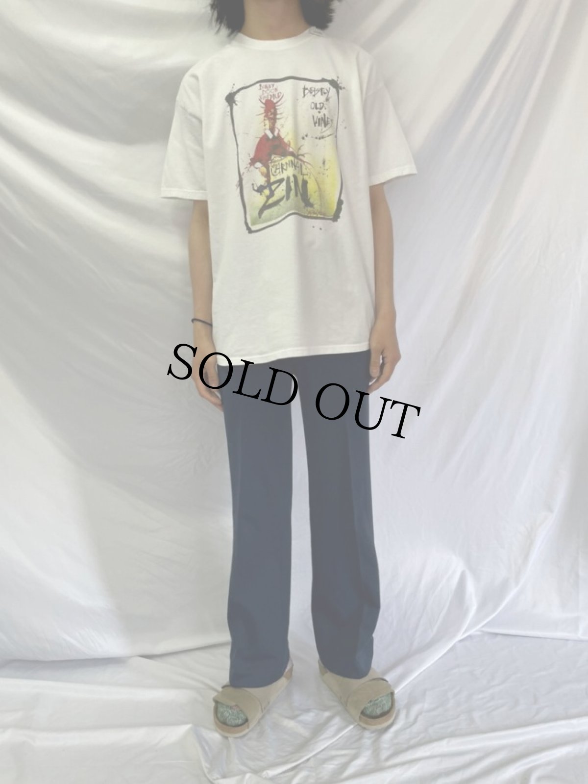 画像2: 90's〜 Ralph Steadman "Cardinal Zin" アートプリントTシャツ L (2)