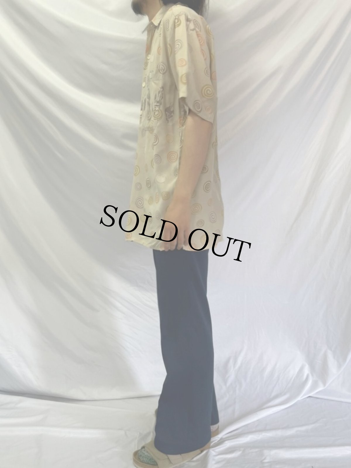 画像3: 80's 総柄 ビスコース 半袖シャツ M (3)