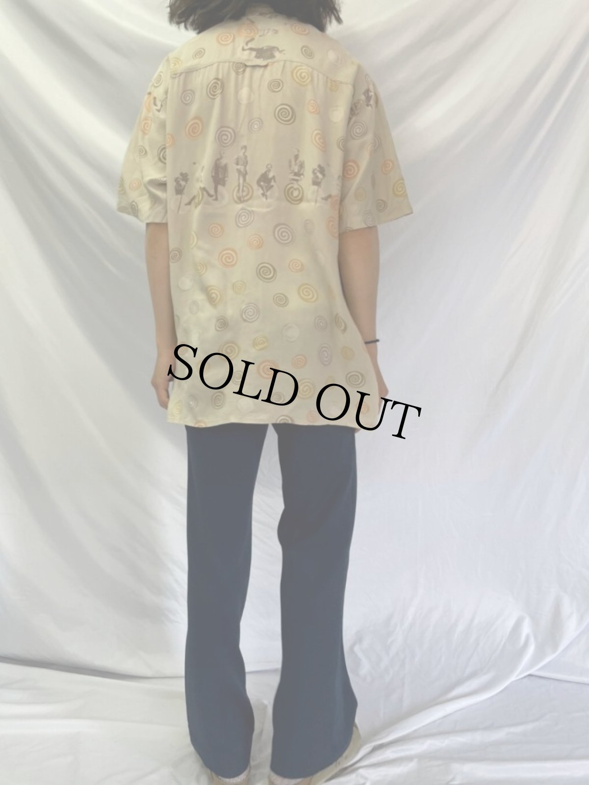 画像4: 80's 総柄 ビスコース 半袖シャツ M (4)