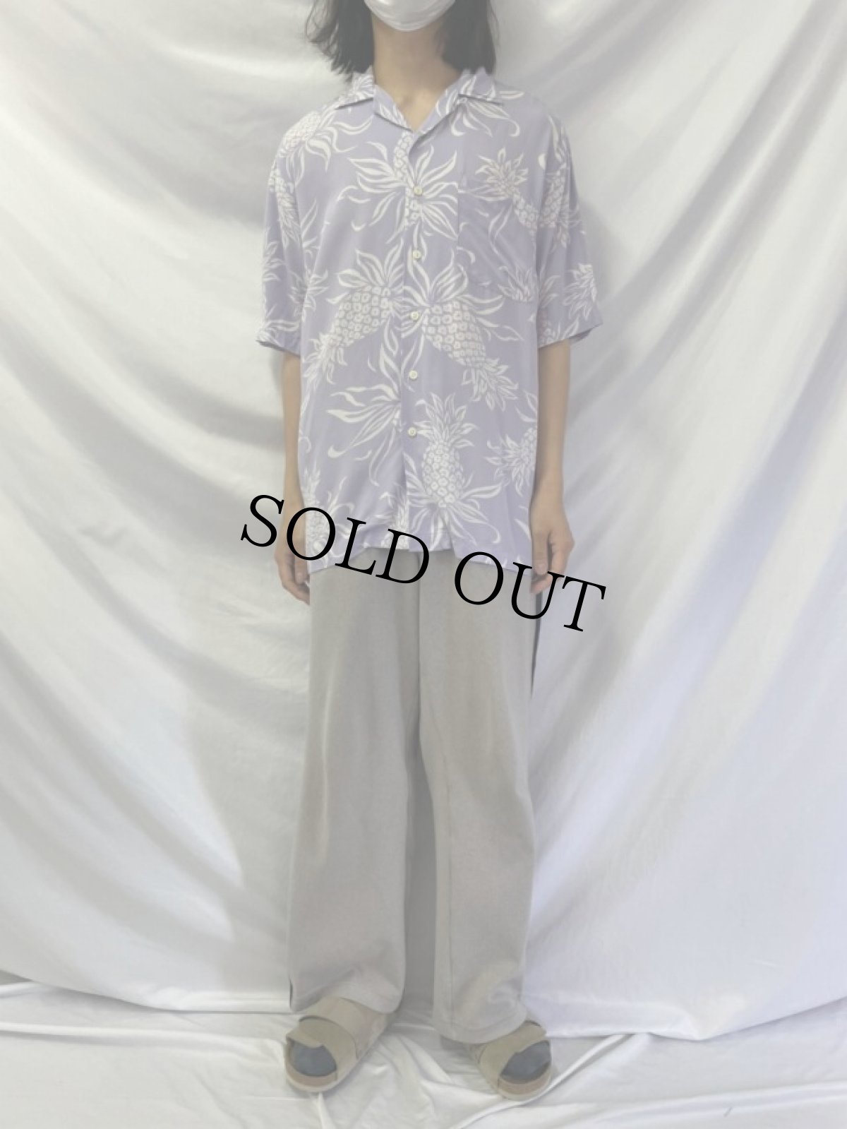 画像2: POLO Ralph Lauren "CLAYTON" パイナップル柄 レーヨンアロハシャツ S (2)