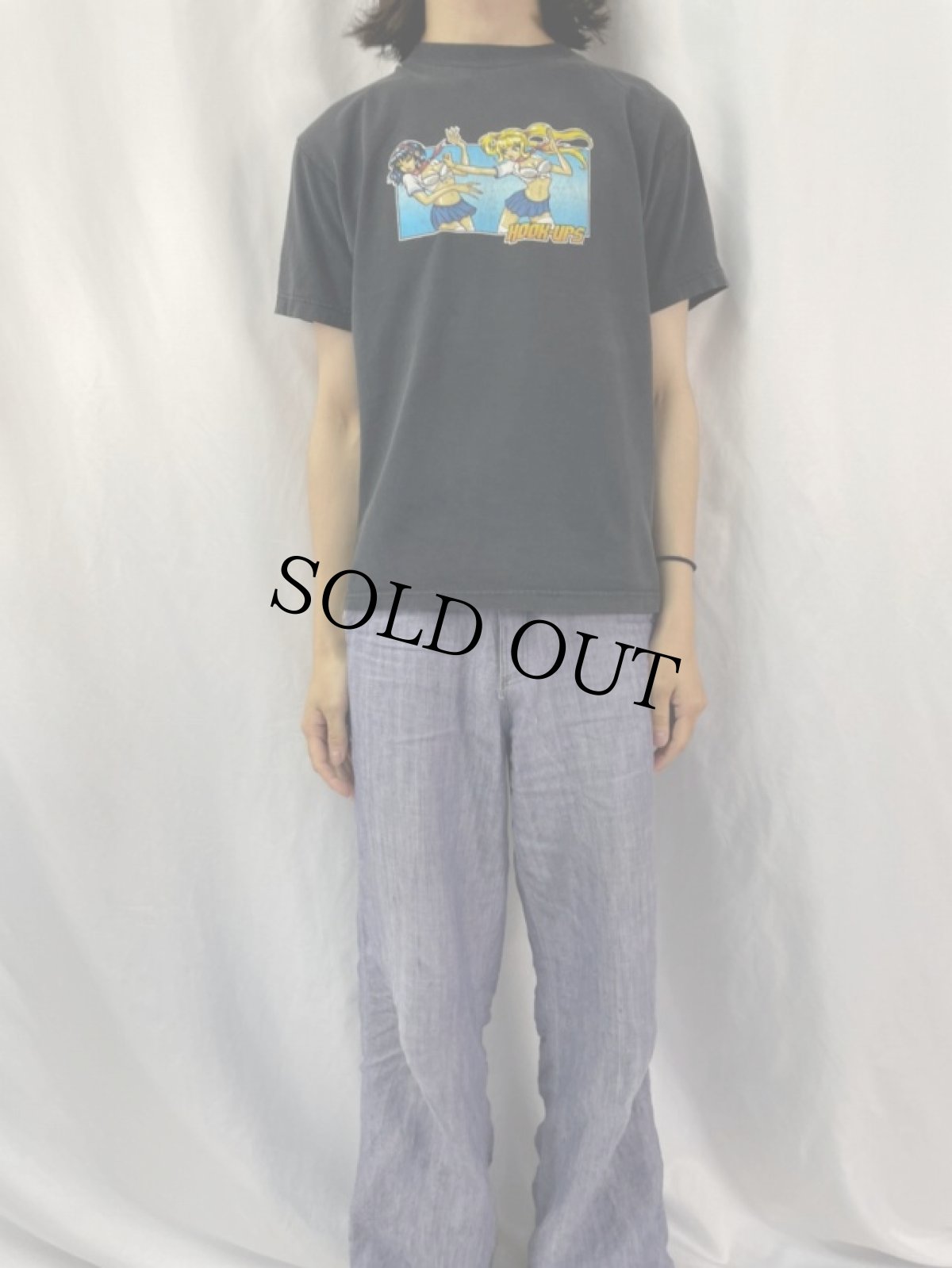 画像2: HOOK-UPS USA製 スケートブランド キャラクタープリント Tシャツ M (2)