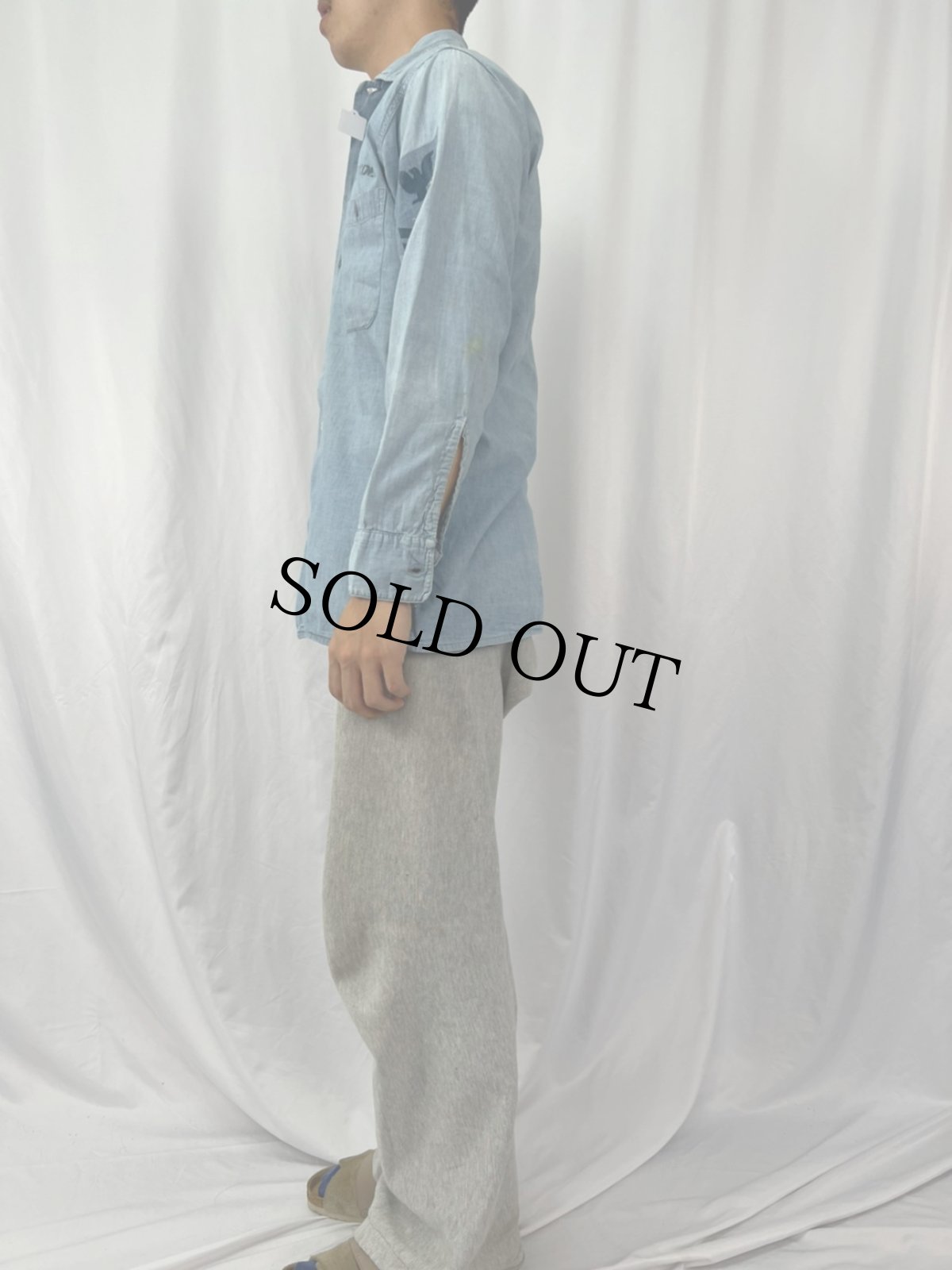 画像3: 60's U.S.NAVY ステンシル&ワッペン付き シャンブレーシャツ (3)