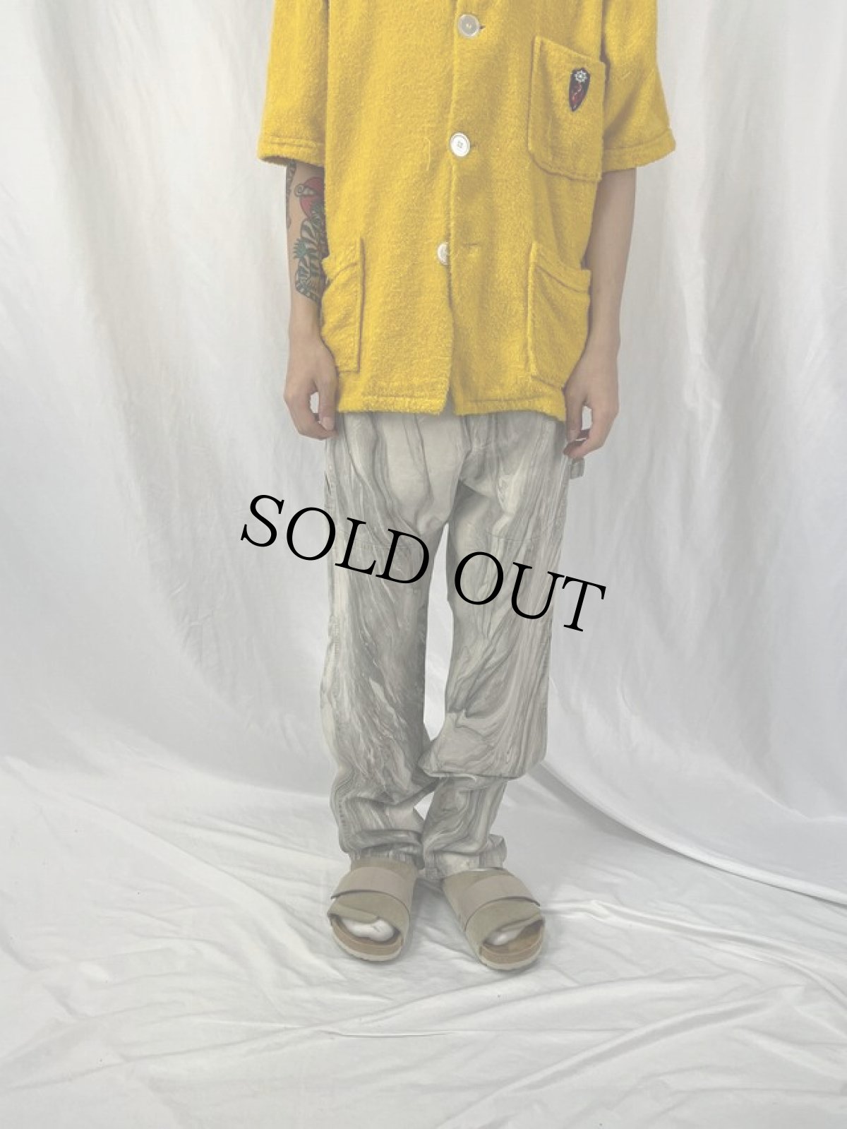 画像2: 80's マーブル染め コットンペインターパンツ W34 (2)