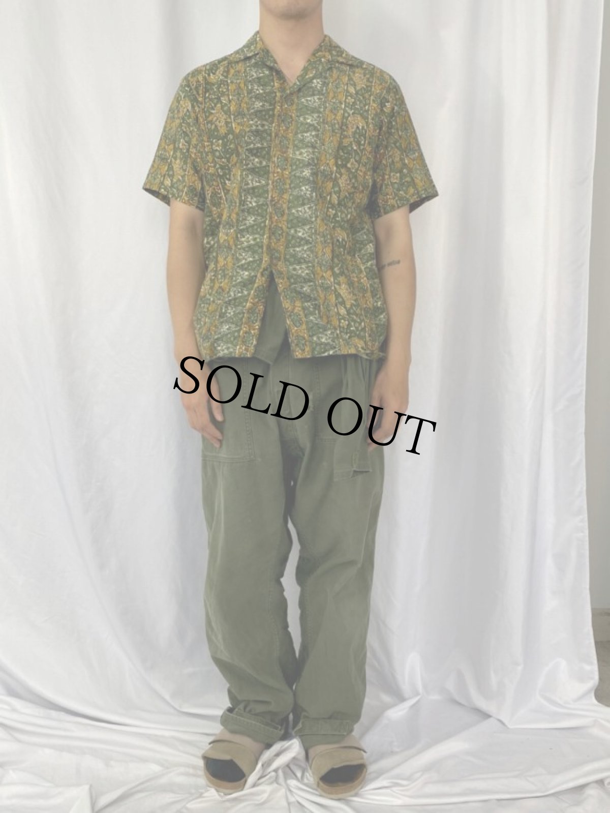 画像2: 60's Ross Sutherland 古銭ボタン オープンカラーシャツ (2)